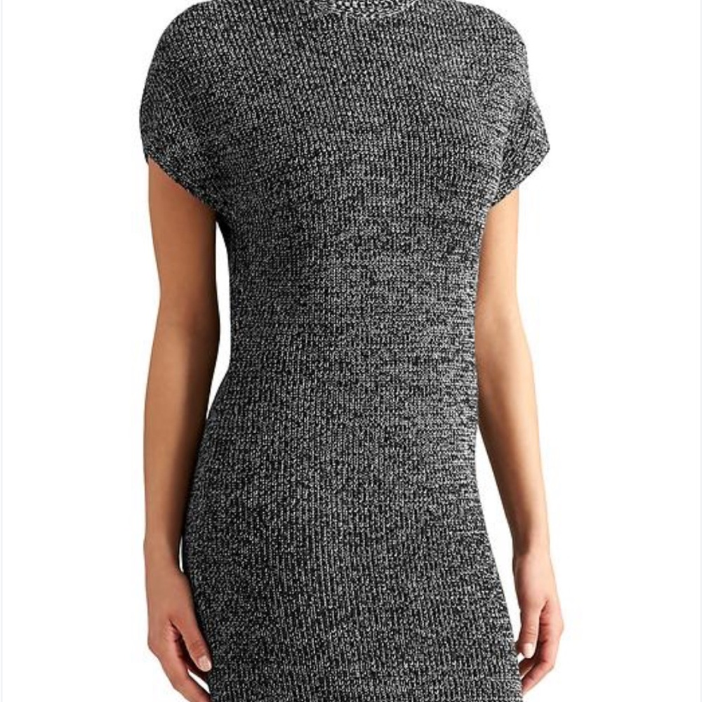 Athleta XS Pinewood Gray Knit Mock Pullover Sweater Merino Extra Fine Wool Dress